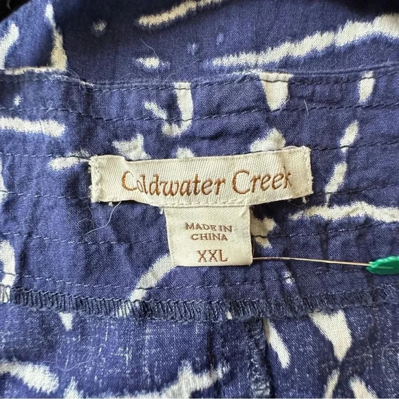 COLDWATER CREEK NWOT SLEEVELESS COTTON INDIGO BLUE PRINT SHIFT DRESS | XXL - Picture 10 of 10